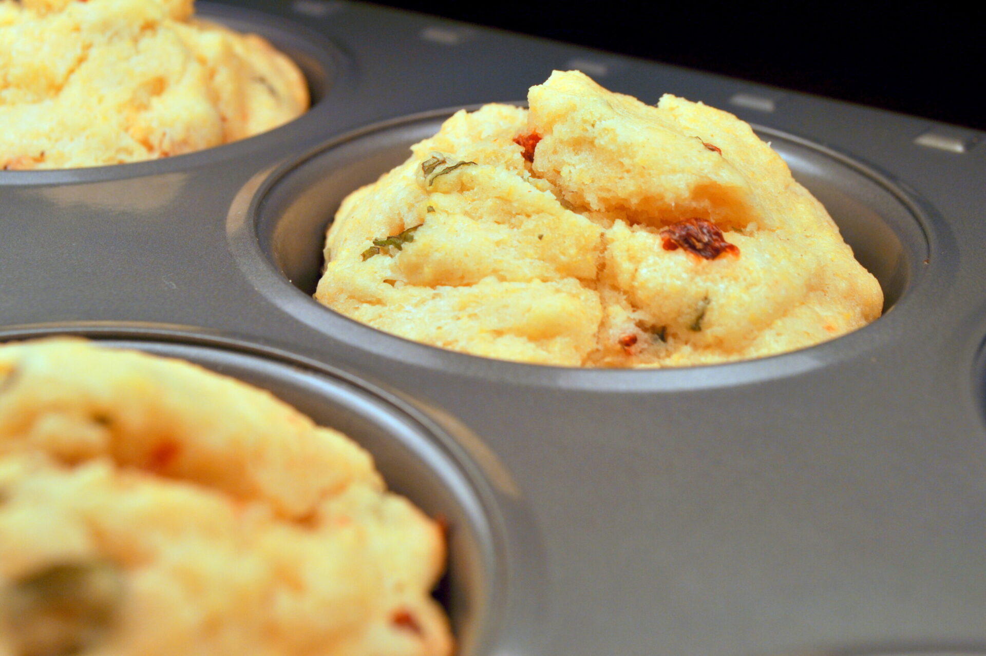 Sundried Tomato and Basil Corn Muffins - My Love For Cooking
