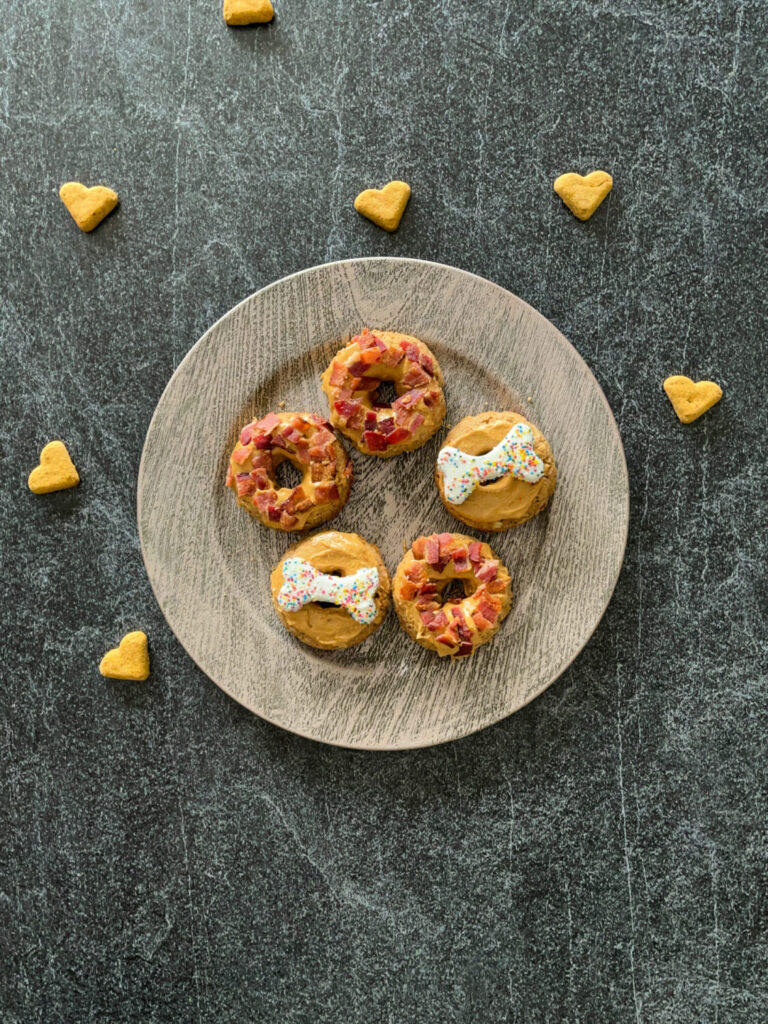 doggie donuts with peanut butter and bacon